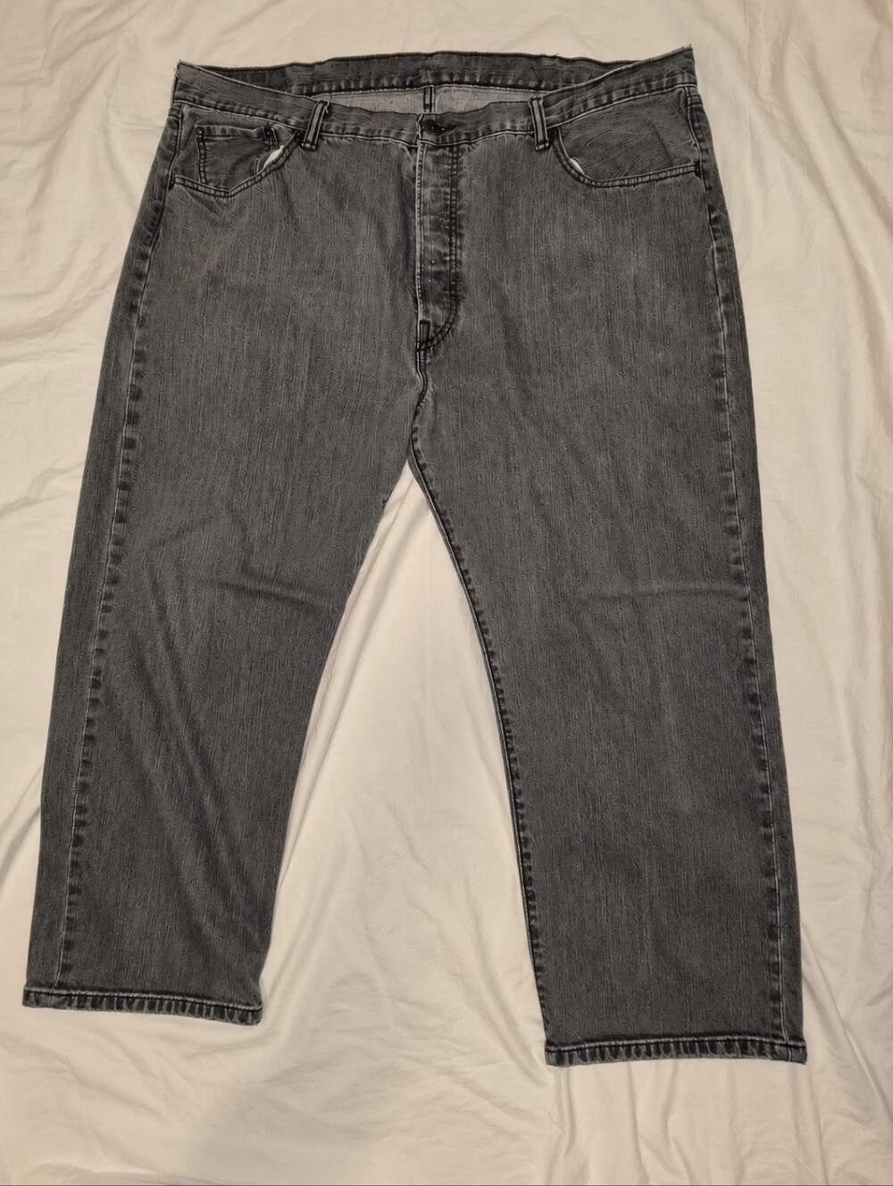 Levi’s 501 Original Fit Jeans Men 42x30 Gray Black Faded Button Fly Made Mexico